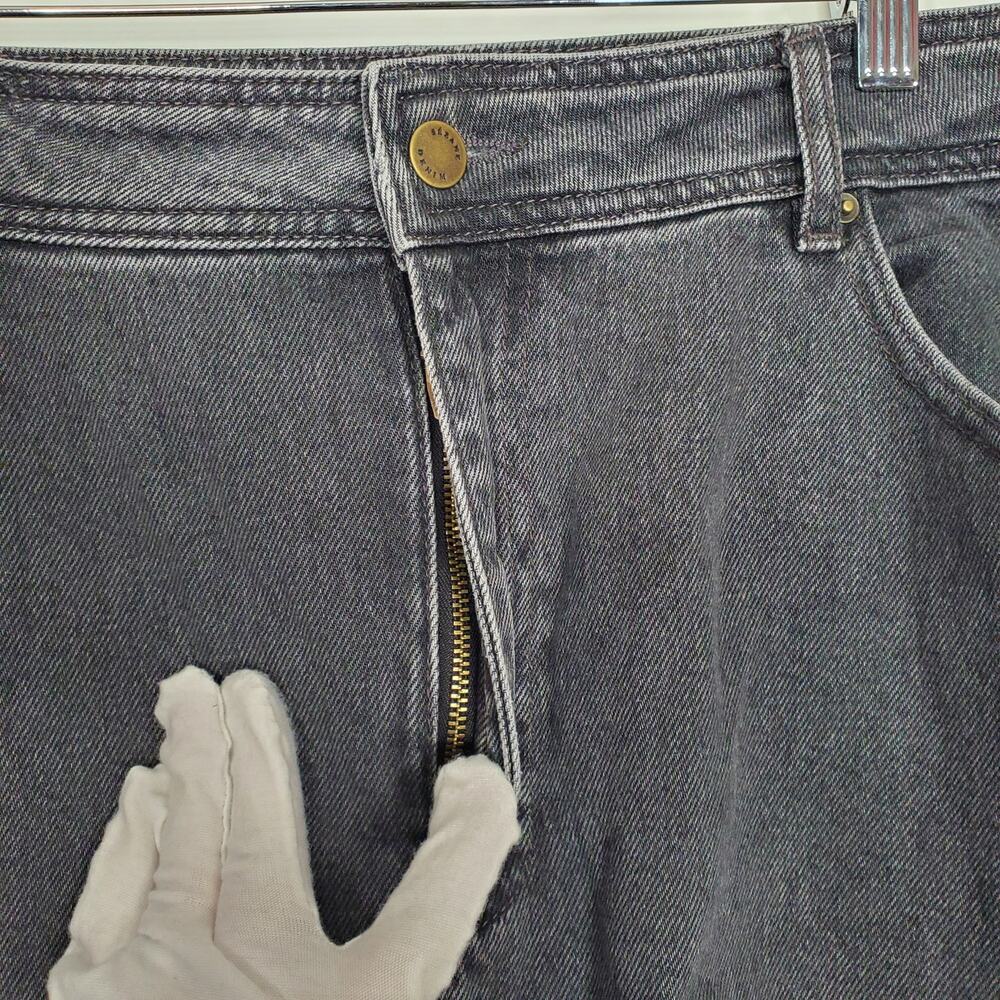 Sezane Le Crop Denim Wide Leg Crop Jeans High Waist Middle Grey Size 48 US 16 - Picture 6 of 10